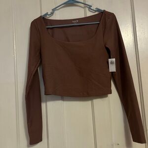 Old Navy Cocoa Long Sleeve Crop Top